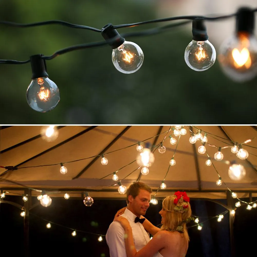 25Ft G40 Bulb Globe Patio String Lights With Clear Bulb Outdoor Patio Lights Christmas, Birthday, Wedding, Party, Decoration Beautiful Lights