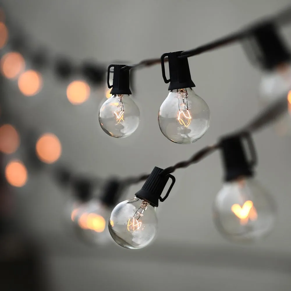 25Ft G40 Bulb Globe Patio String Lights With Clear Bulb Outdoor Patio Lights Christmas, Birthday, Wedding, Party, Decoration Beautiful Lights