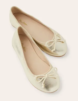 Ballet Flats-Gold Sparkle Leather