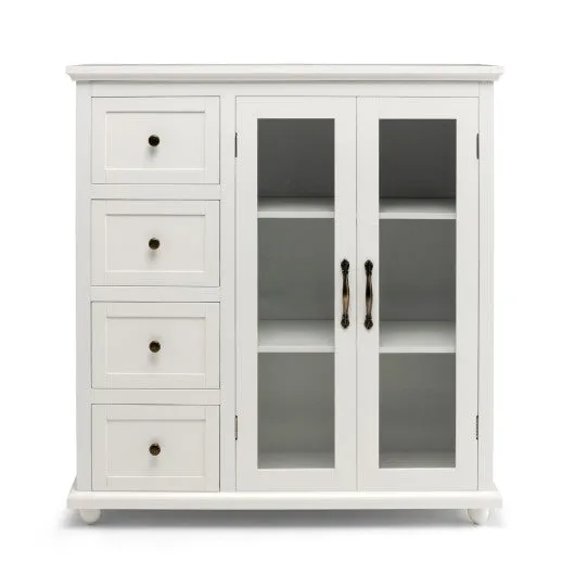 Buffet Sideboard Table Kitchen Storage Cabinet with Drawers and Doors-White
