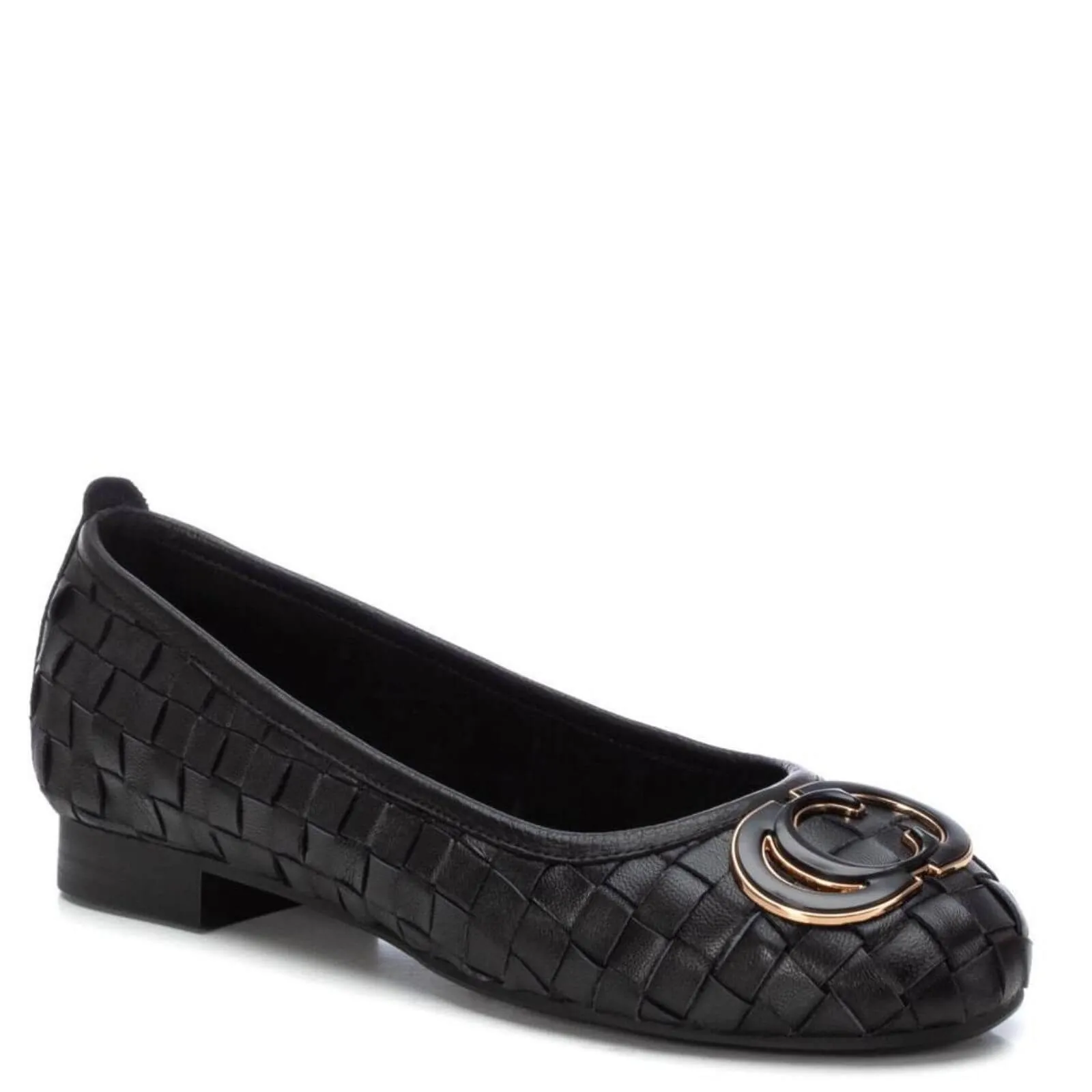 Carmela Black Leather Classic Ballet Flats