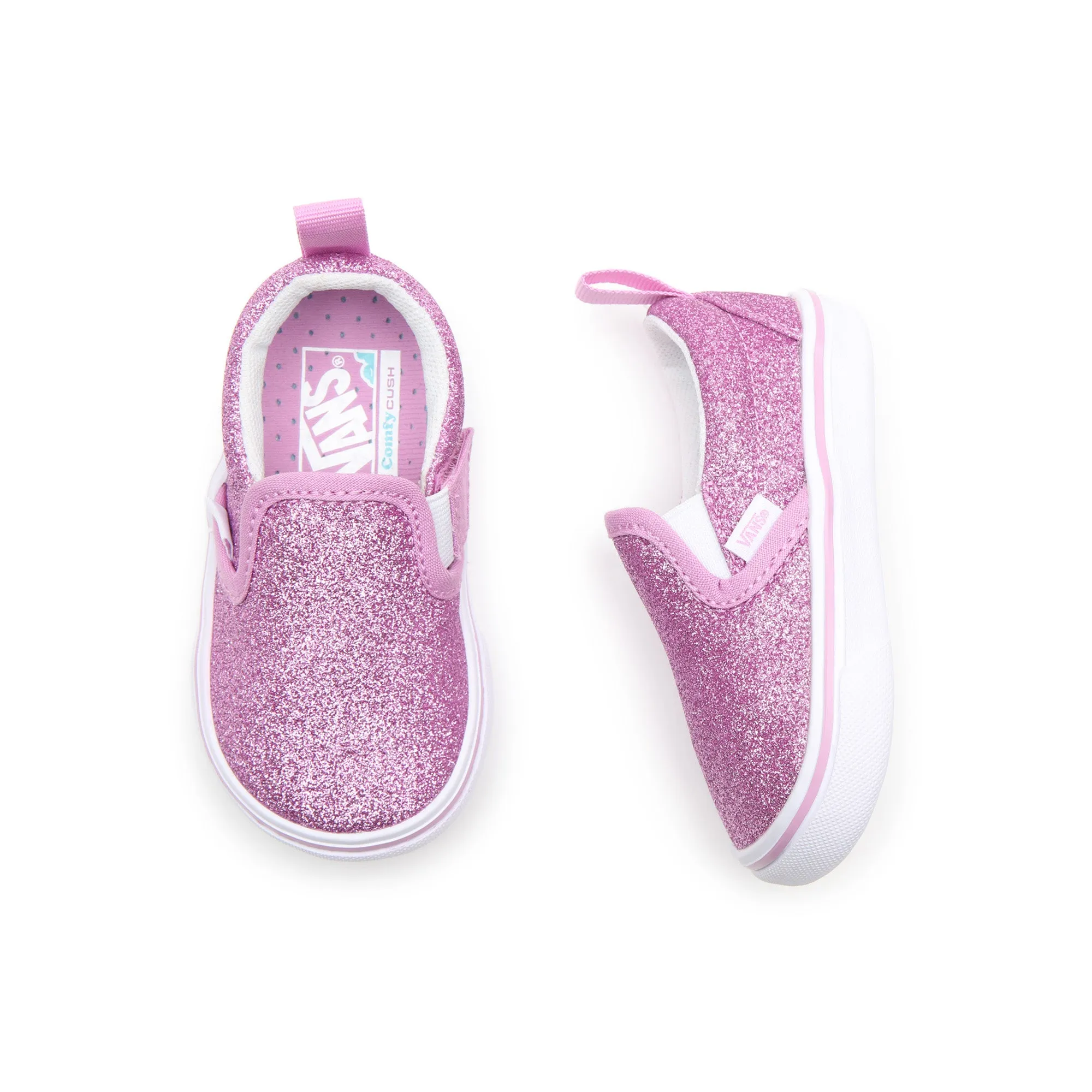 Comfy Cush Slip-On V - Glitter Orchid/True White