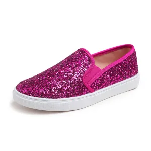 Feversole Women's Macaroon Glitter Hot Fuchsia Memory Foam Cushion Insock Ballet Flat