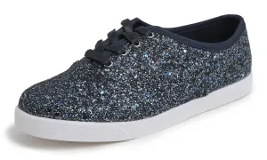 Feversole Women's Macaroon Glitter Night Blue Memory Foam Cushion Insock Ballet Flat