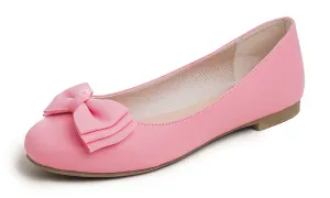 Feversole Women's Round Toe Cute Bow Trim Ballet Flats