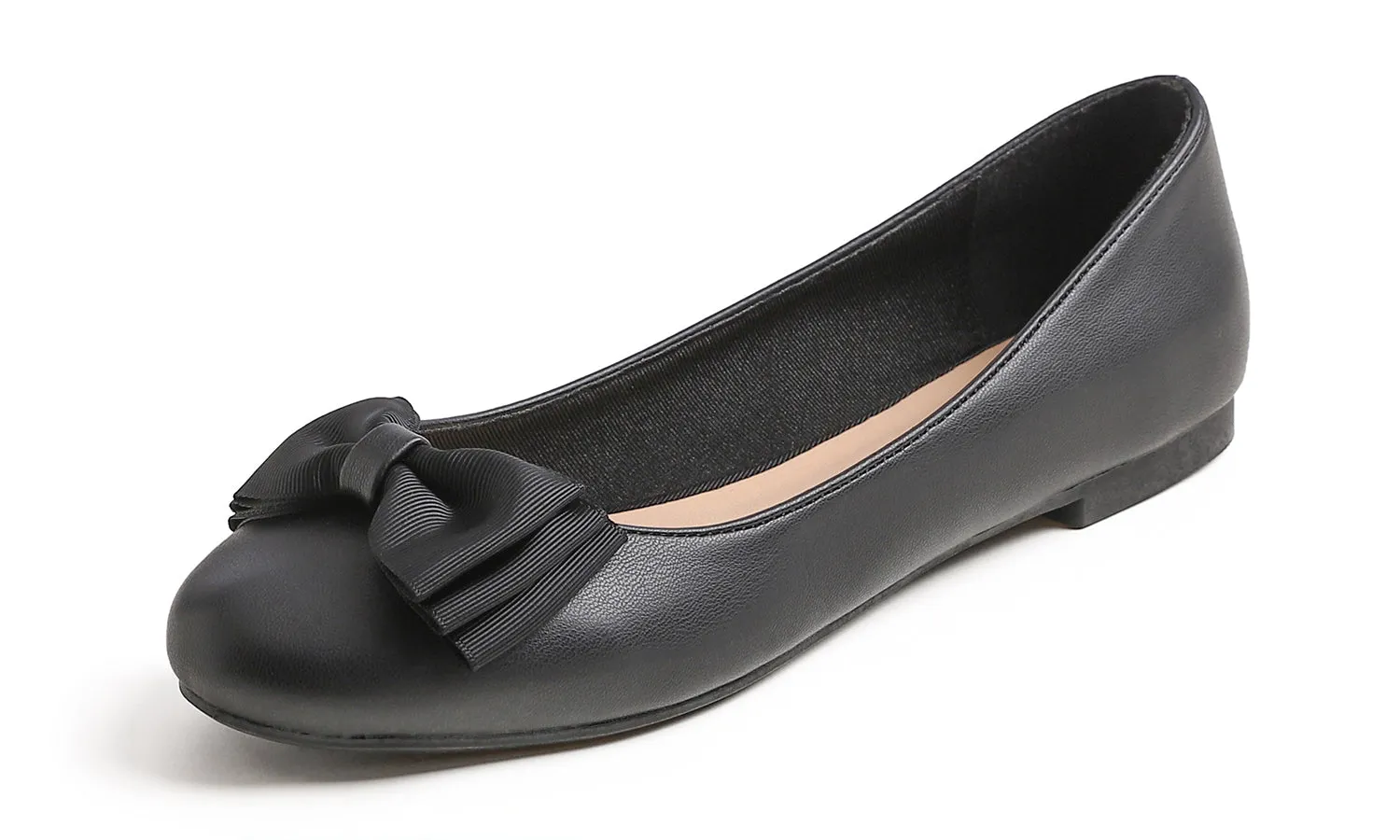 Feversole Women's Round Toe Cute Bow Trim Ballet Flats