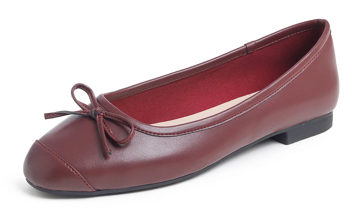 Feversole Women's Square Toe Fashion Bow Tie Dress Slip On Ballet Flats Vegan Leather