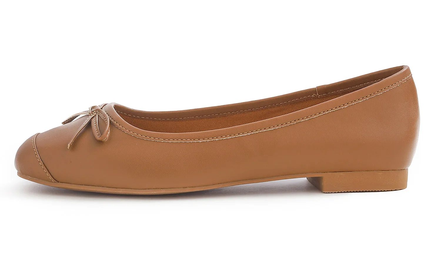 Feversole Women's Square Toe Fashion Bow Tie Dress Slip On Ballet Flats Vegan Leather