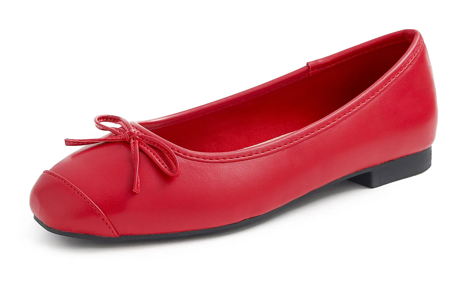 Feversole Women's Square Toe Fashion Bow Tie Dress Slip On Ballet Flats Vegan Leather