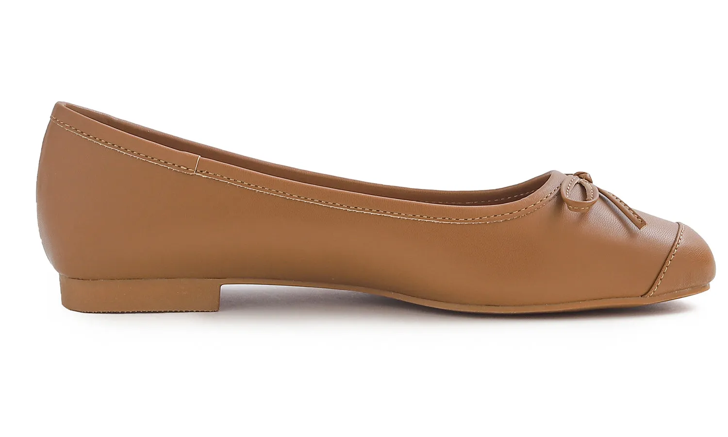 Feversole Women's Square Toe Fashion Bow Tie Dress Slip On Ballet Flats Vegan Leather