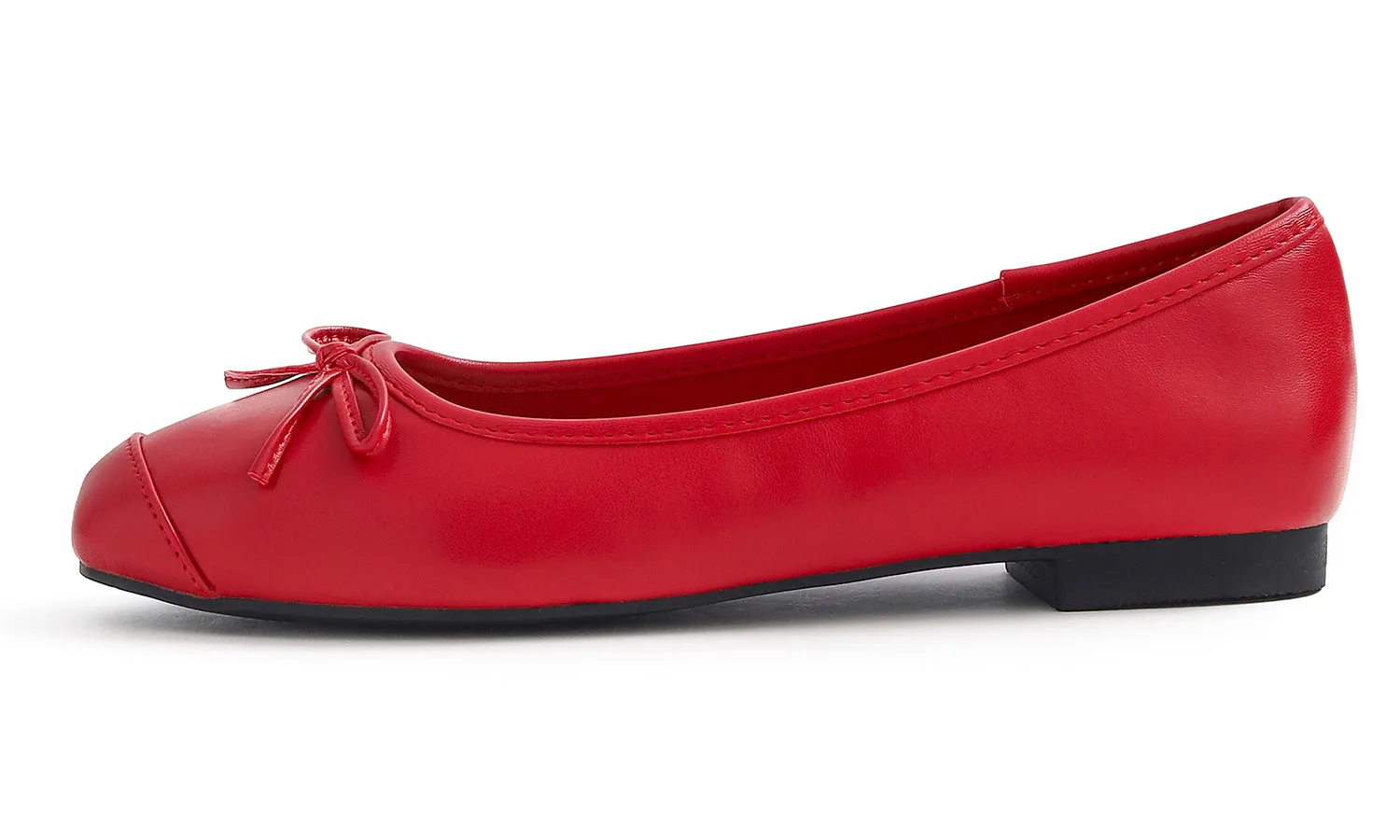 Feversole Women's Square Toe Fashion Bow Tie Dress Slip On Ballet Flats Vegan Leather