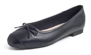 Feversole Women's Square Toe Fashion Bow Tie Dress Slip On Ballet Flats Vegan Leather