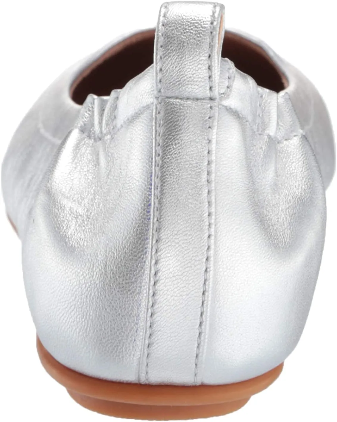 FitFlop Allegro Silver Rounded Toe Slip On Stretchy Leather Slip On Ballet Flats