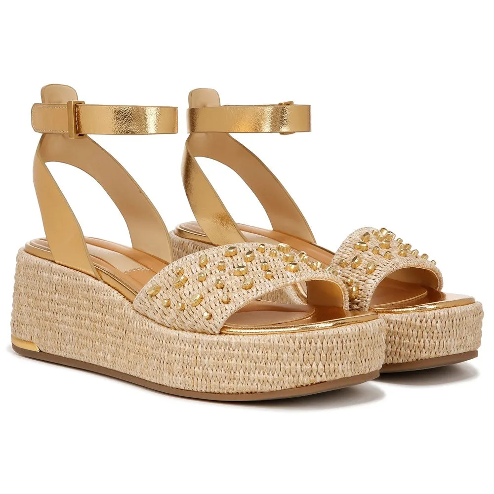 Franco Sarto Women's Terry Cork Platform Sandals Natural Raffia