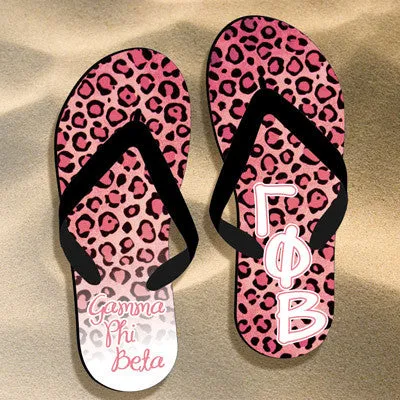 Gamma Phi Beta Cheetah Print Flip Flops - SBL100 - SUB