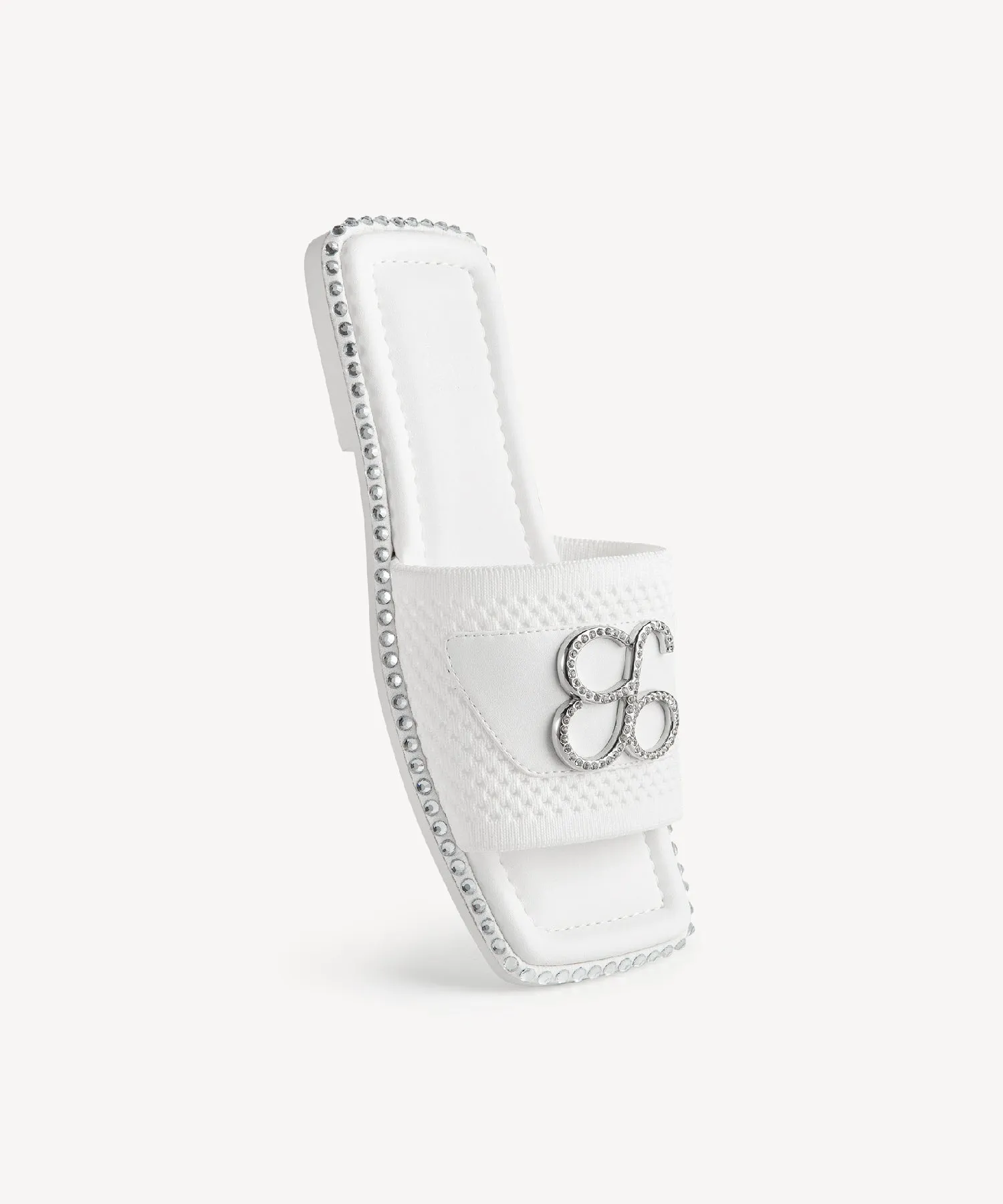 KnitWave Square Toe Crystal Flat Sandals