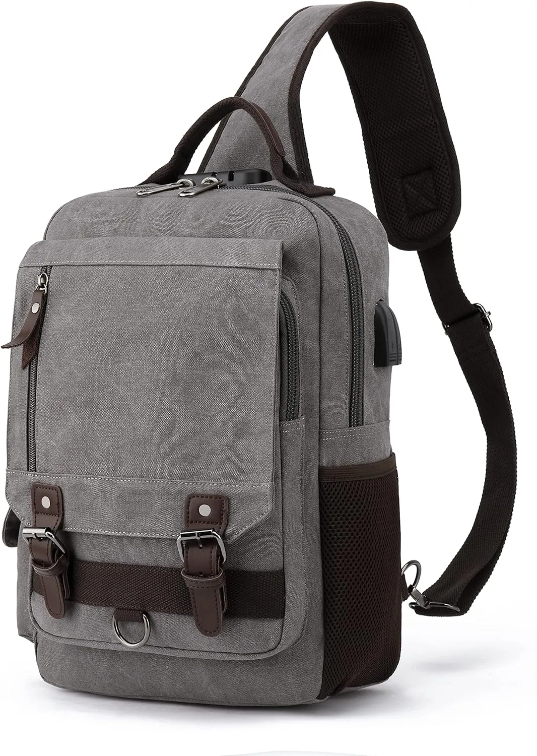 Leaper Canvas Messenger Bag Sling Bag Cross Body Bag Shoulder Bag Black, L