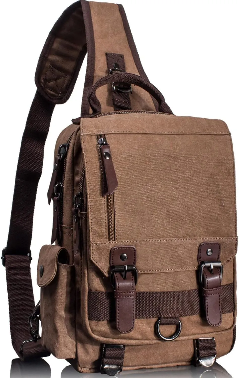 Leaper Canvas Messenger Bag Sling Bag Cross Body Bag Shoulder Bag Black, L