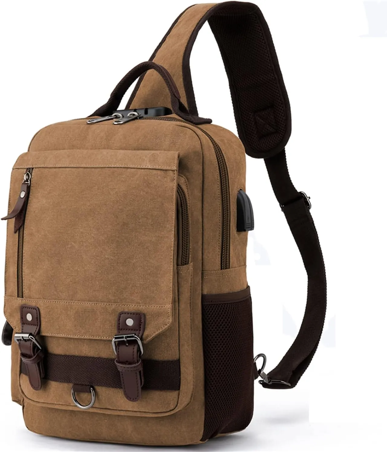 Leaper Canvas Messenger Bag Sling Bag Cross Body Bag Shoulder Bag Black, L