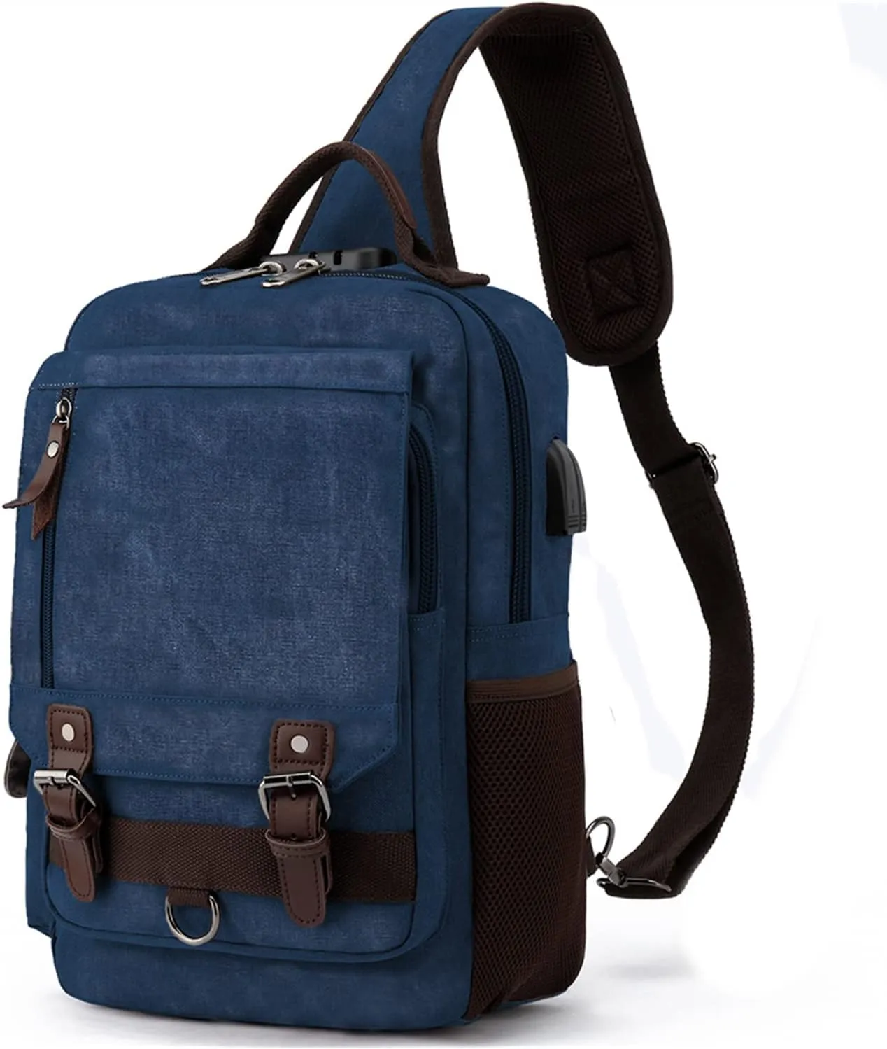 Leaper Canvas Messenger Bag Sling Bag Cross Body Bag Shoulder Bag Black, L