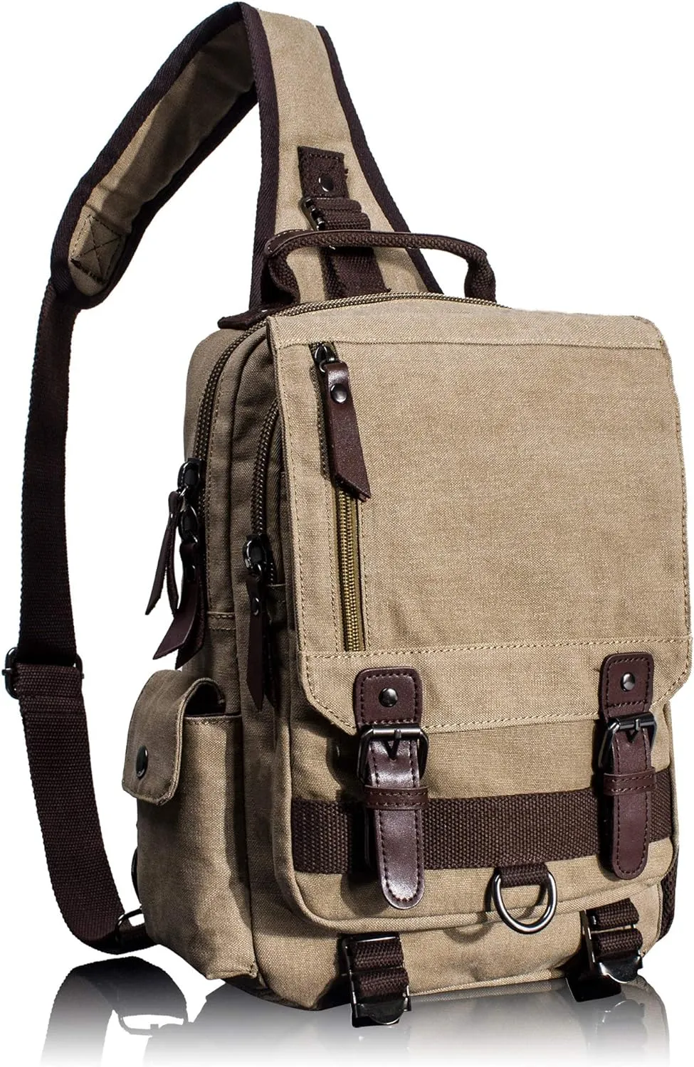 Leaper Canvas Messenger Bag Sling Bag Cross Body Bag Shoulder Bag Black, L