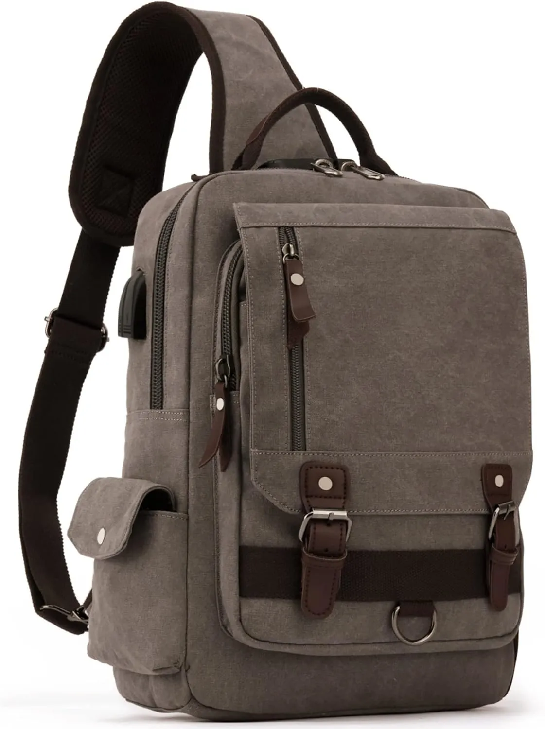 Leaper Canvas Messenger Bag Sling Bag Cross Body Bag Shoulder Bag Black, L