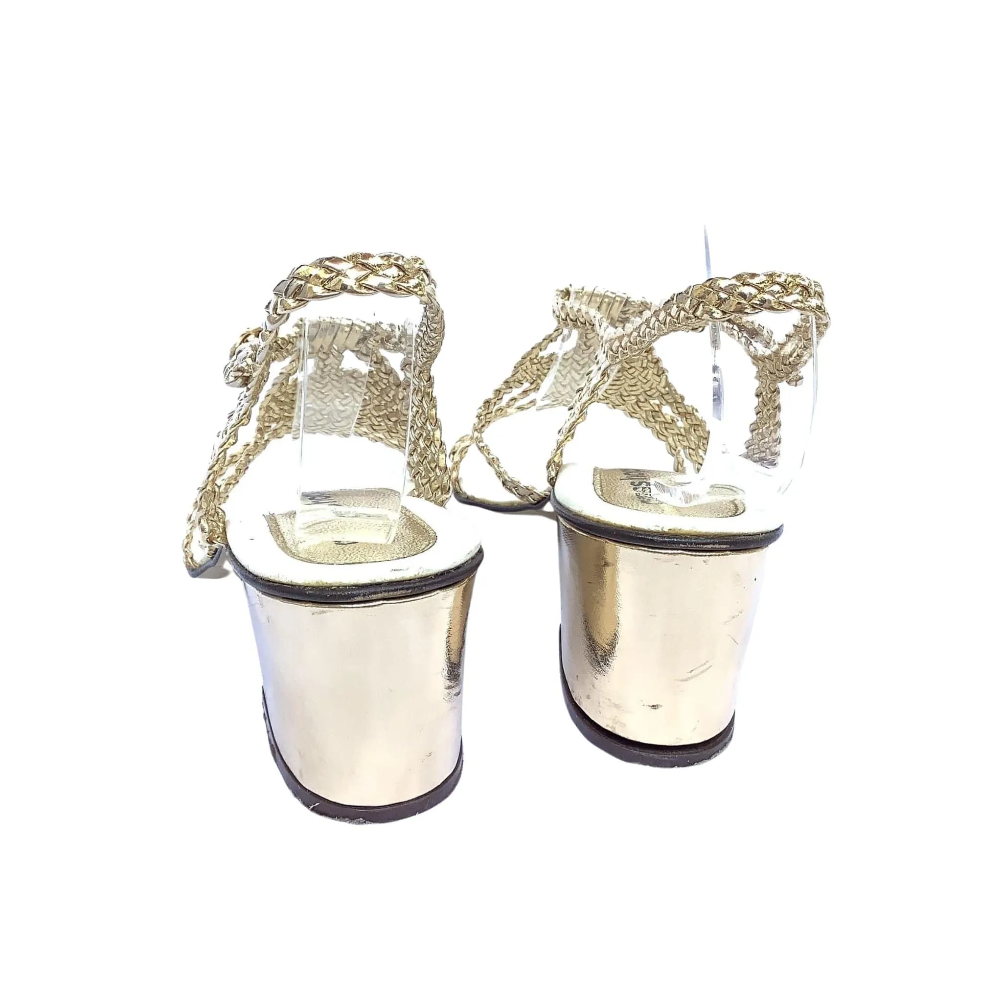 Metallic Gold Woven Heels