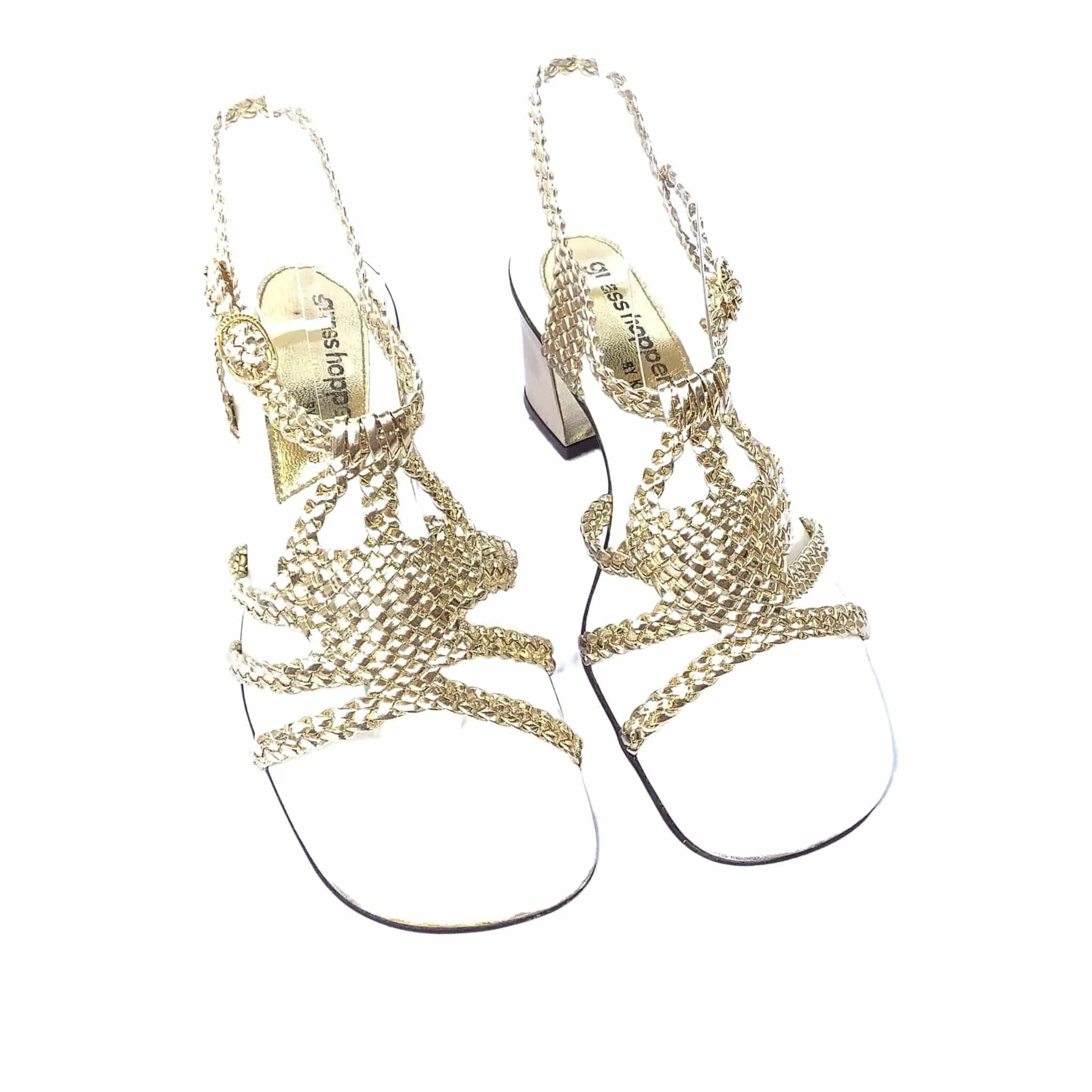 Metallic Gold Woven Heels