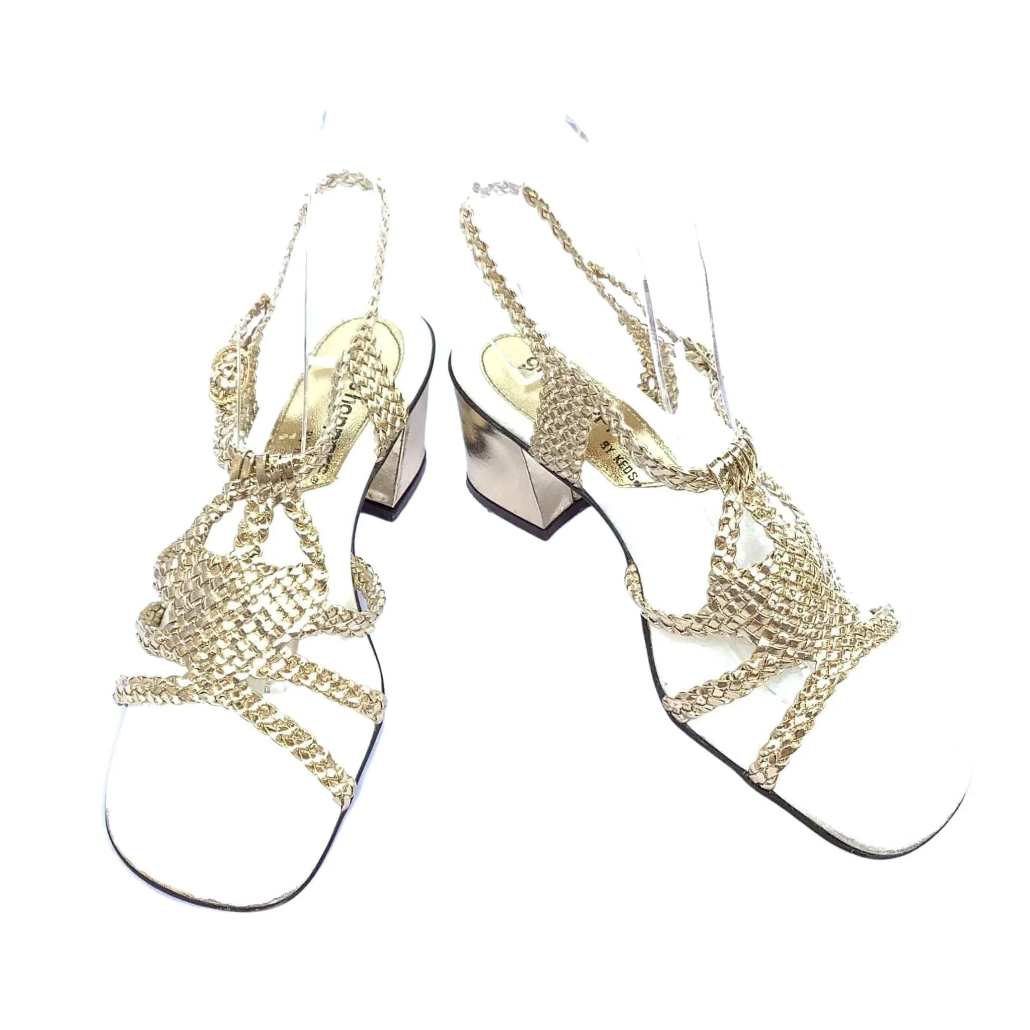 Metallic Gold Woven Heels
