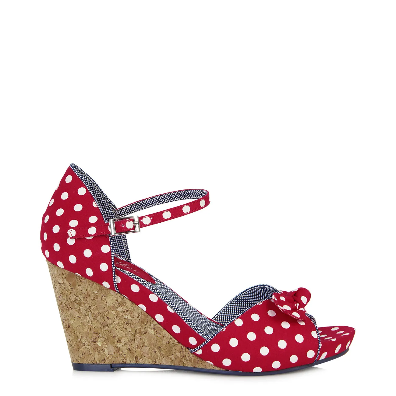 Molly Red Spot Wedge Sandals by Ruby Shoo
