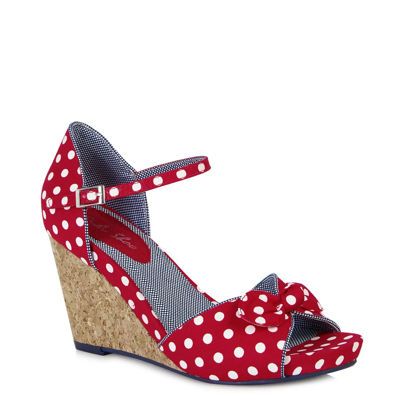 Molly Red Spot Wedge Sandals by Ruby Shoo