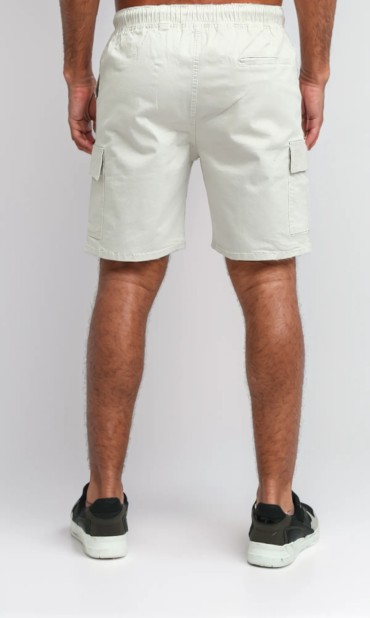 O198681 Beige Slip On Shorts With Drawstrings