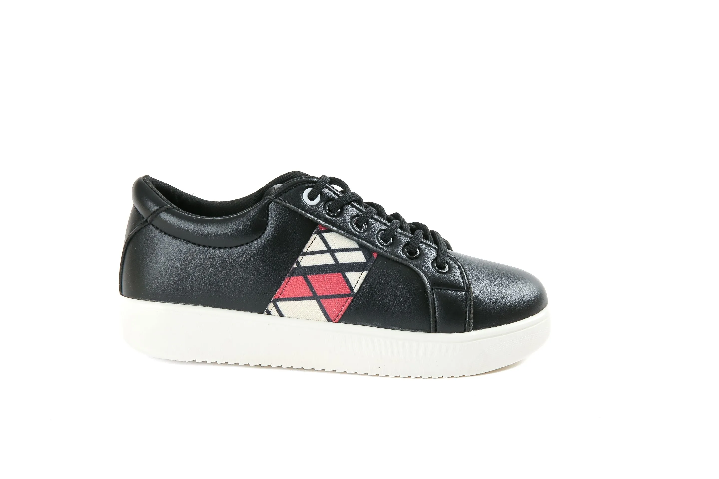Red side black sneakers