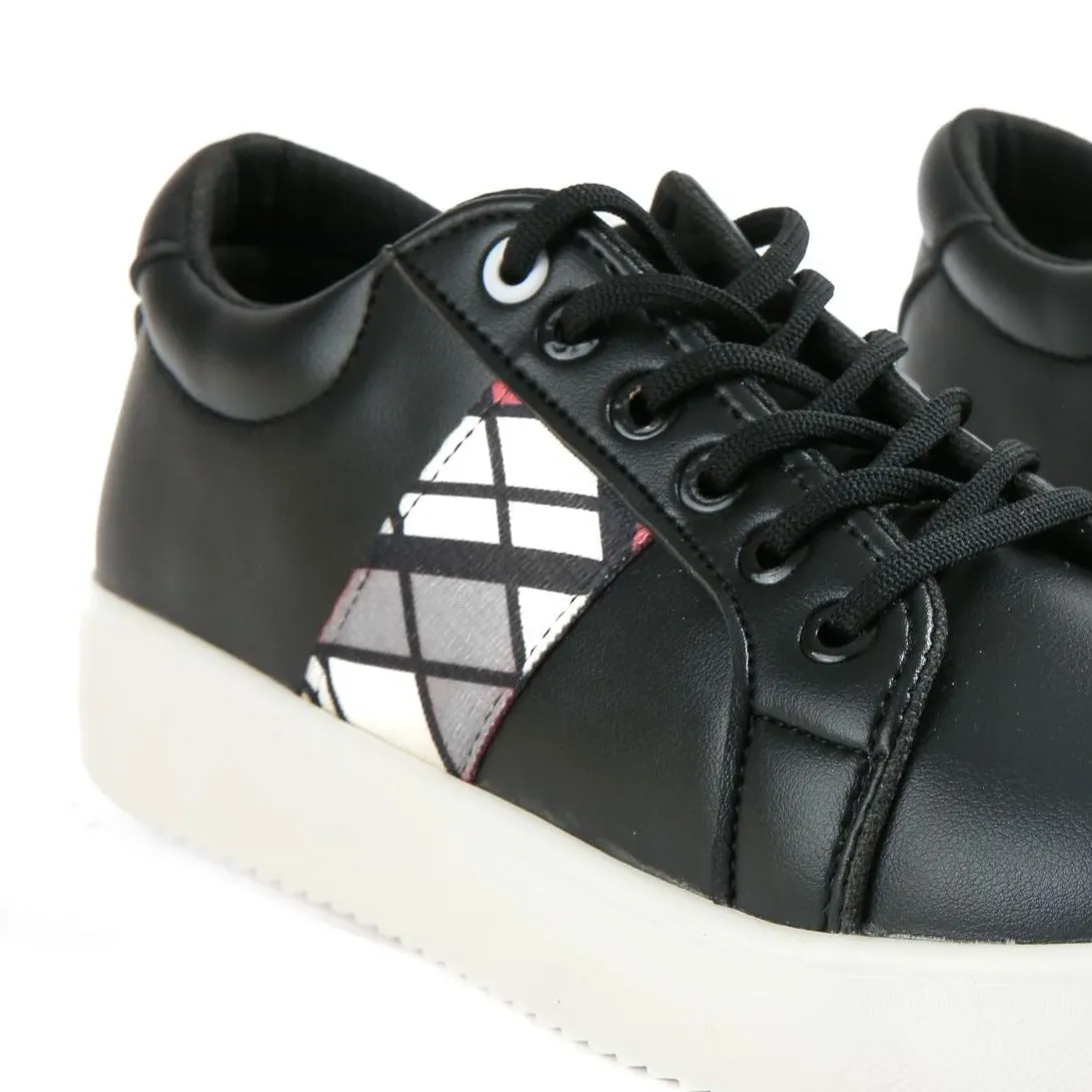 Red side black sneakers