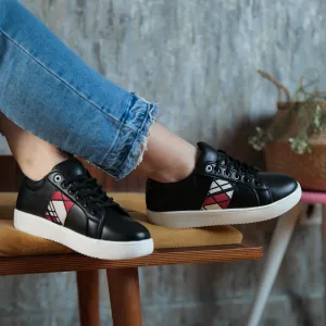 Red side black sneakers