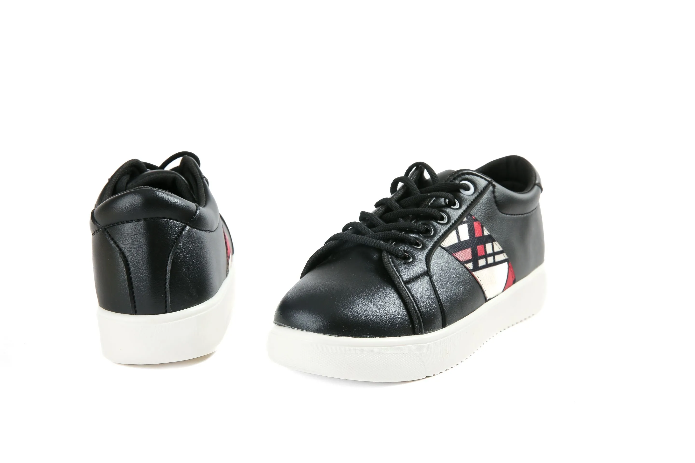 Red side black sneakers