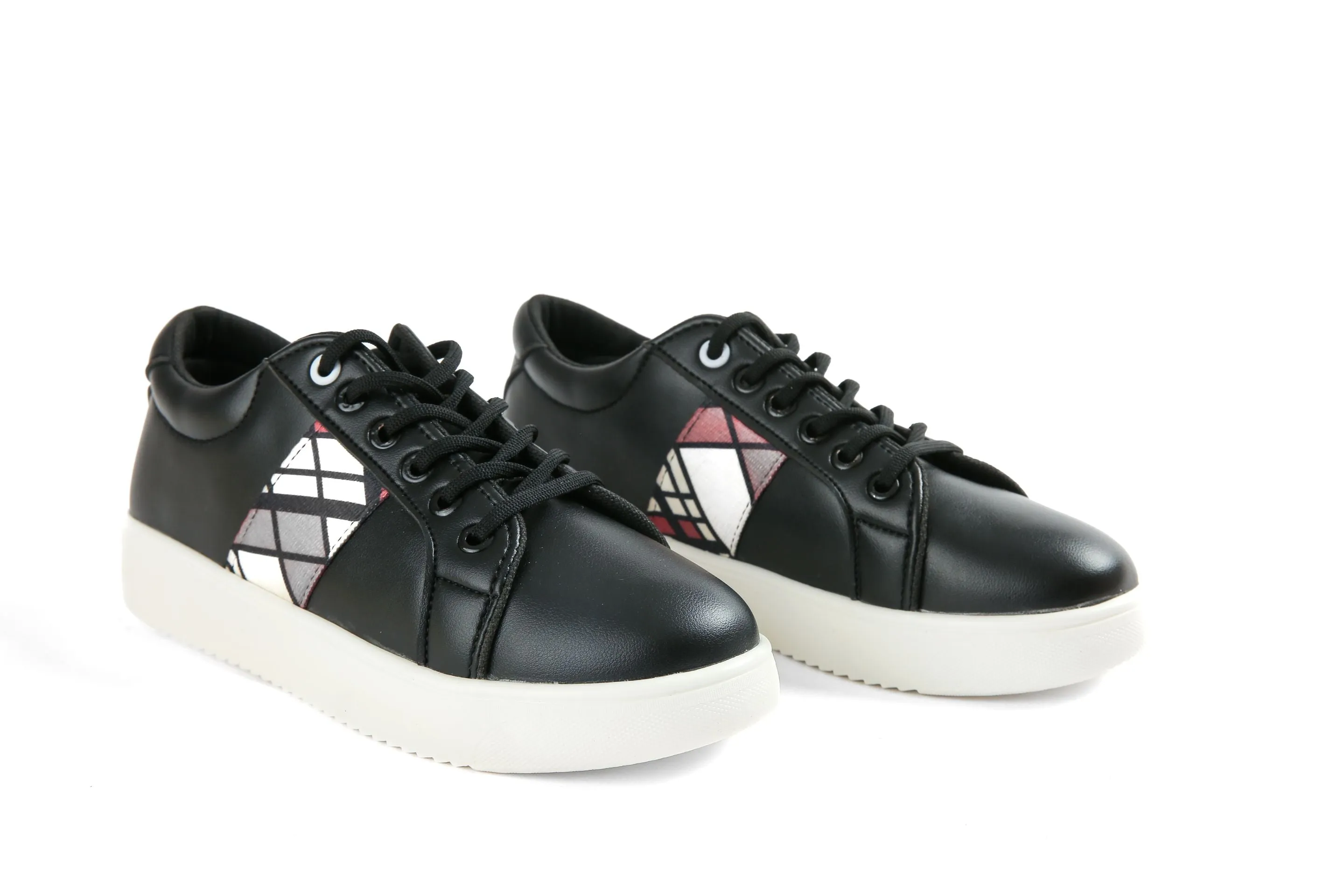 Red side black sneakers