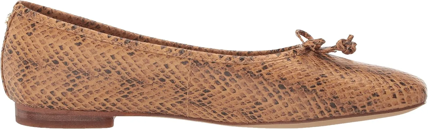Sam Edelman Meadow Wheat Leather Slip On Bow Detailed Squared Toe Ballet Flats