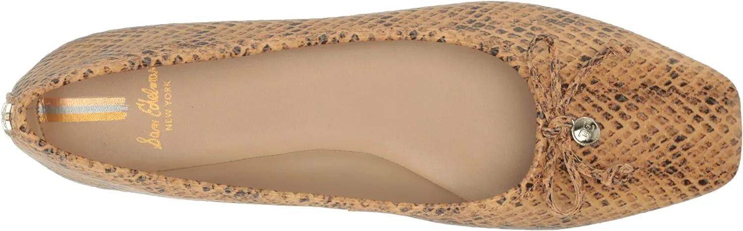 Sam Edelman Meadow Wheat Leather Slip On Bow Detailed Squared Toe Ballet Flats