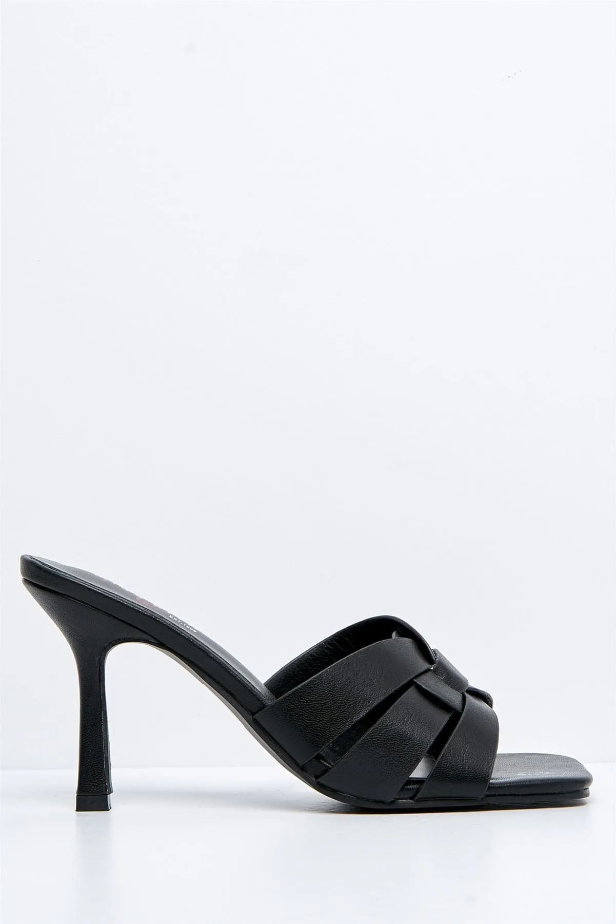 Santorini Large Woven Detail Mule in Black