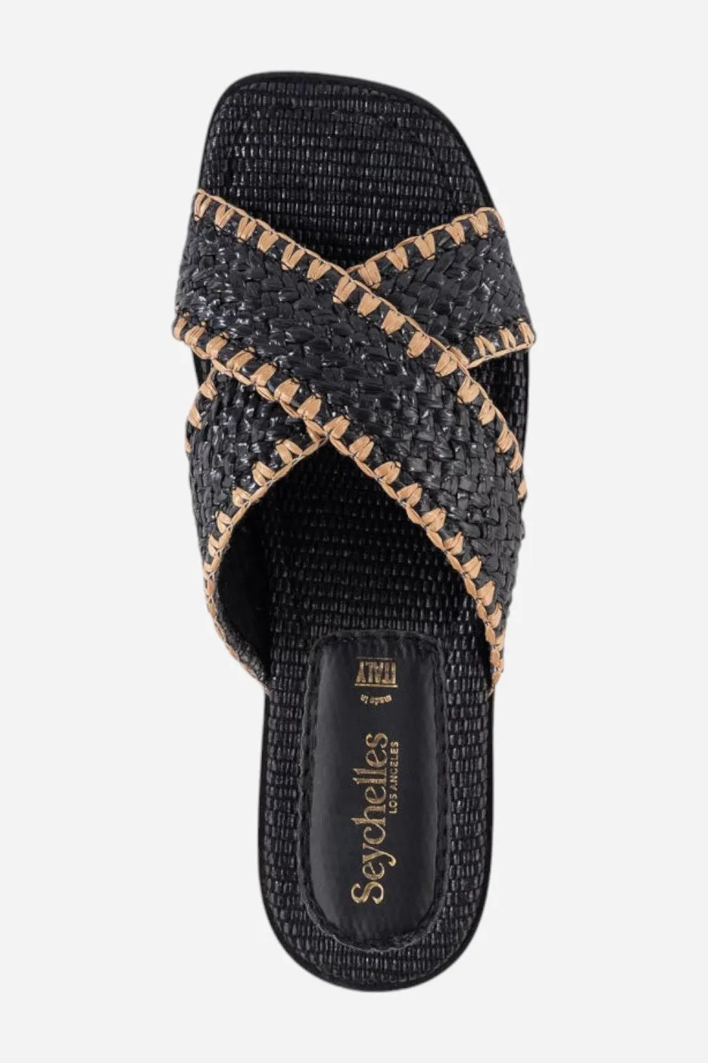 Seychelles Pomelo Raffia Sandal in Black