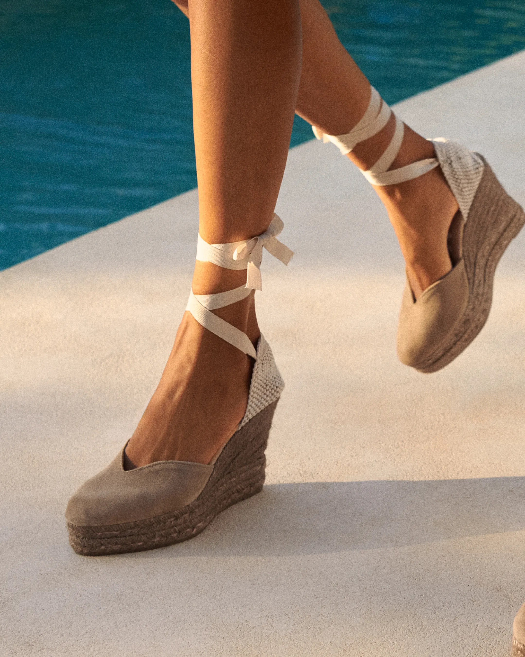 Soft Suede Heart-Shaped Wedge Espadrilles - W16WH - Hamptons Vintage Taupe On Tone