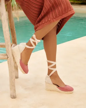 Soft Suede Low Wedge Espadrilles - W15WL - Hamptons Terracotta