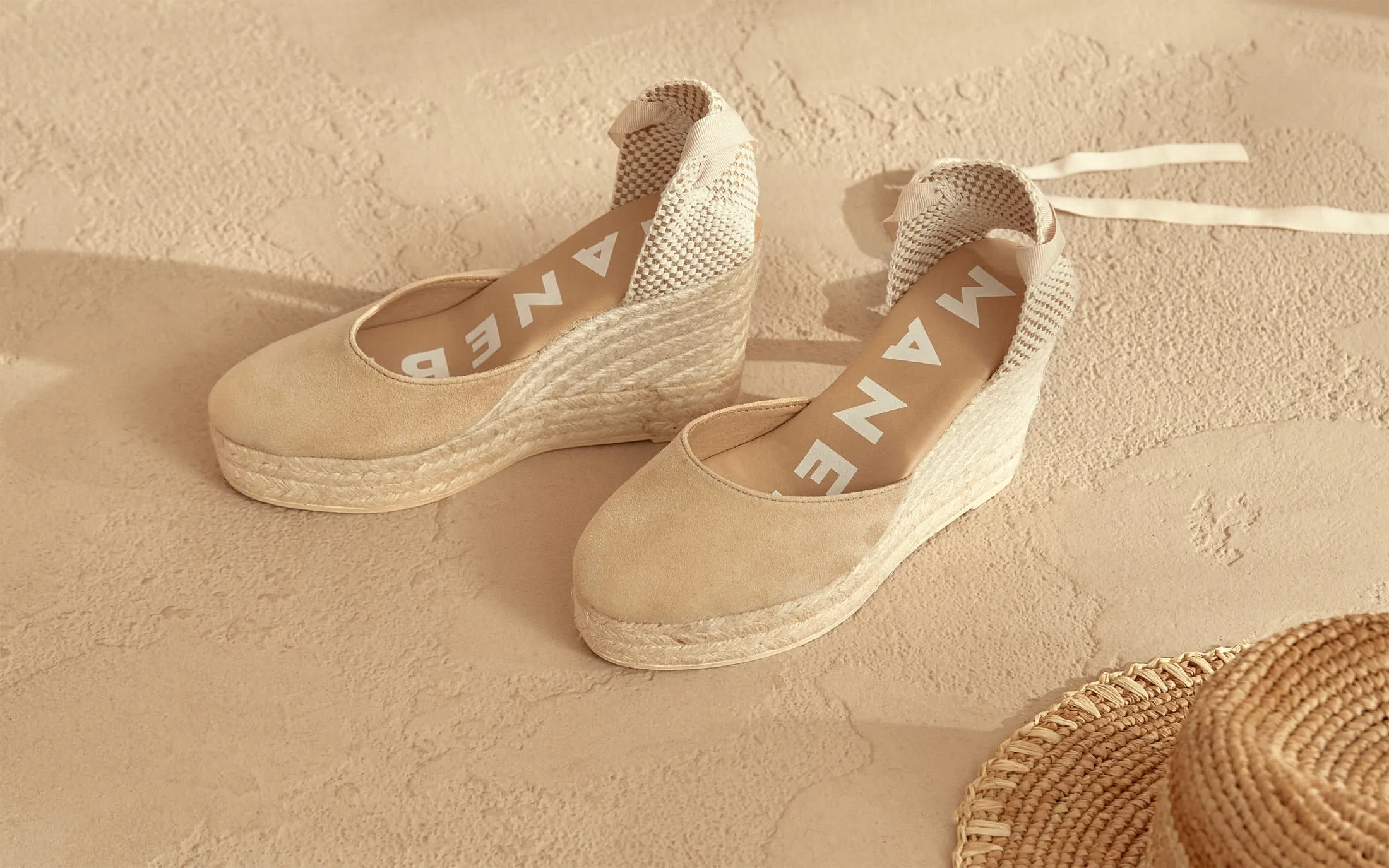 Soft Suede Wedge Espadrilles - M11WV - Hamptons Champagne Beige