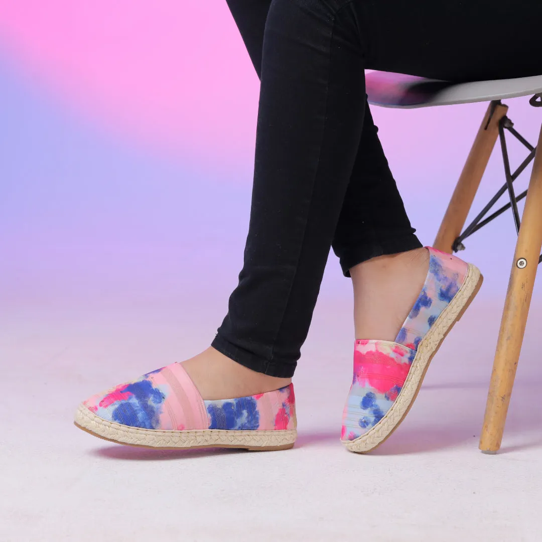 Spotty Fabric Slip On Espadrilles