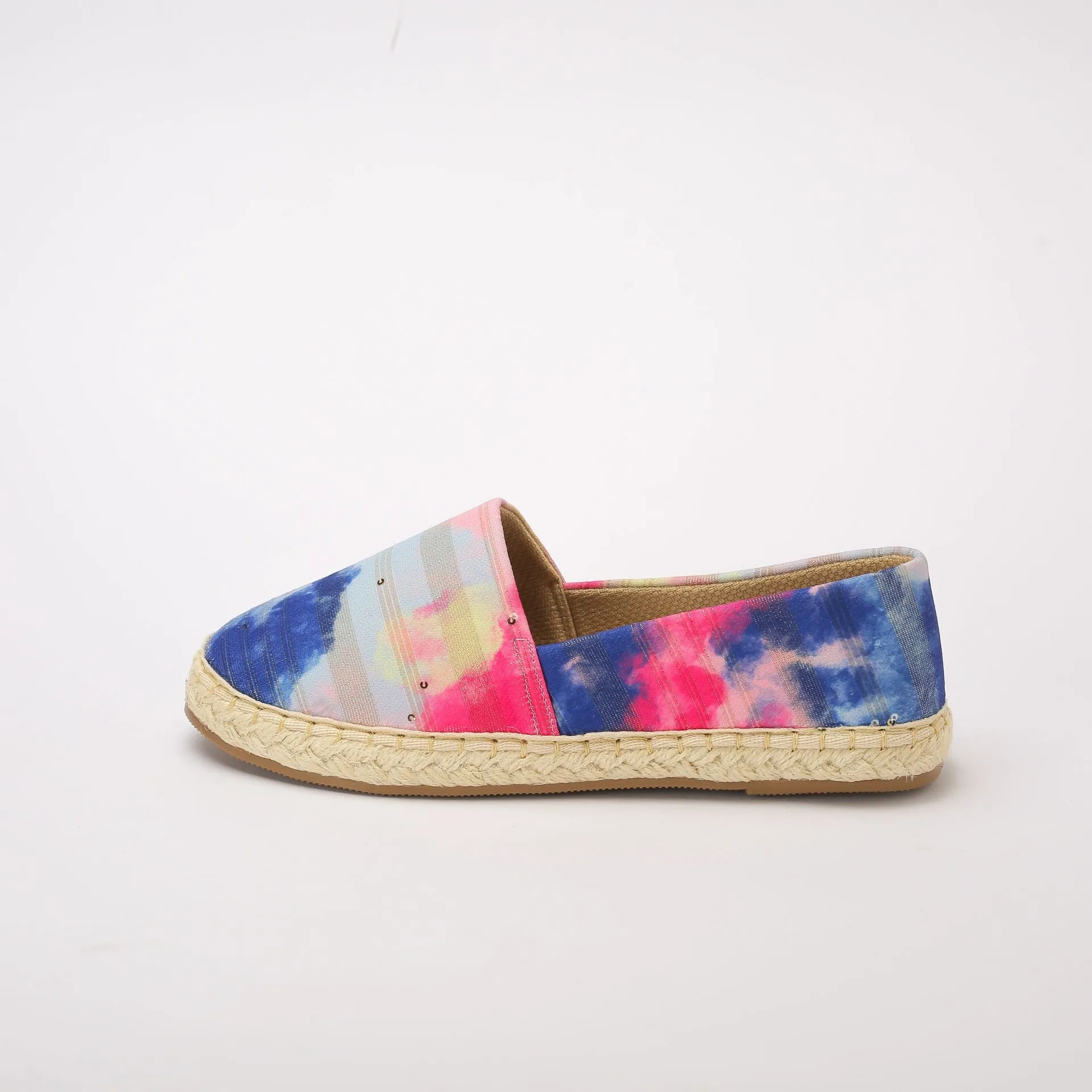 Spotty Fabric Slip On Espadrilles