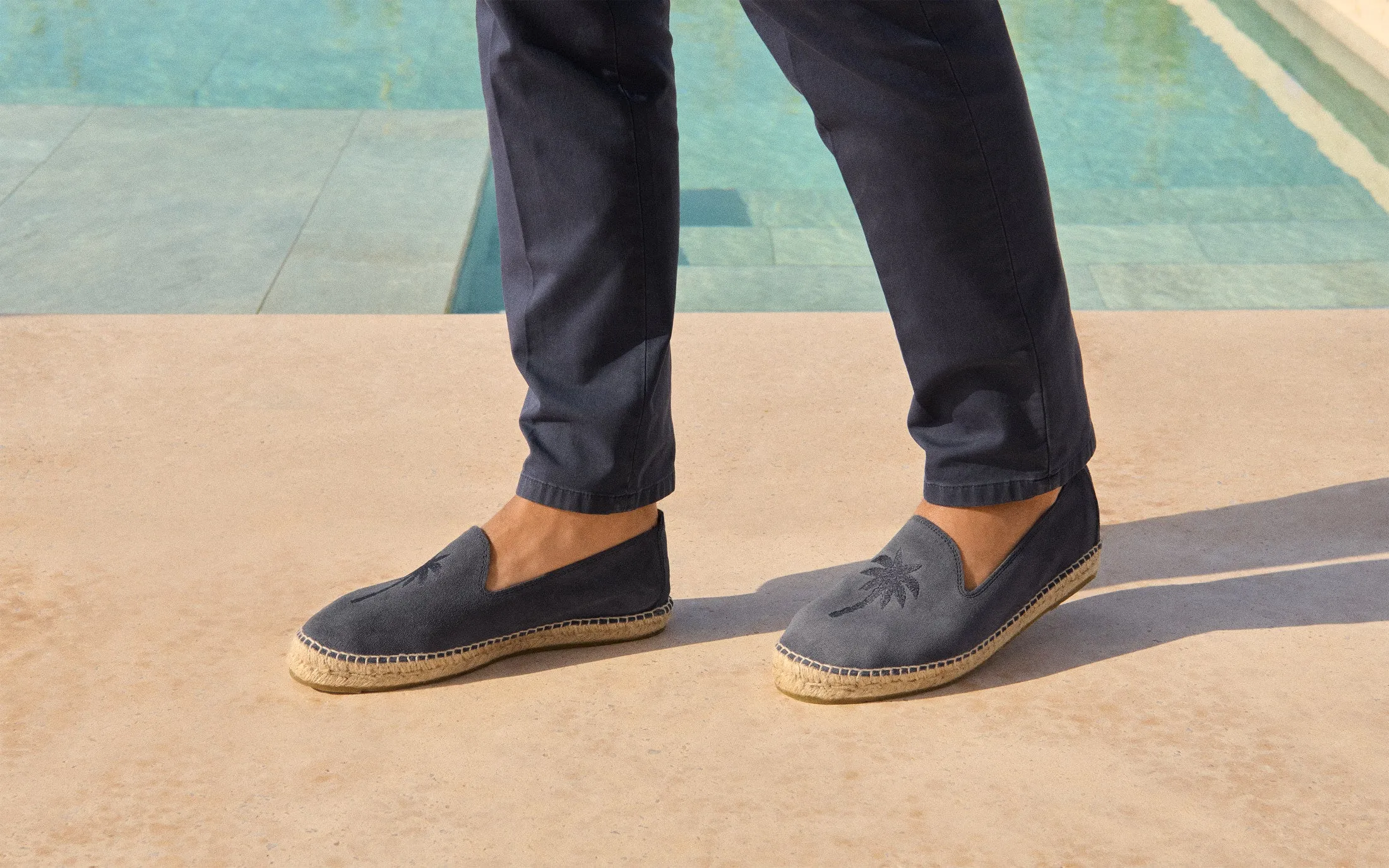Suede Embroidered Espadrilles - Z40C0 - Palm Springs Patriot Blue and Palm On Tone