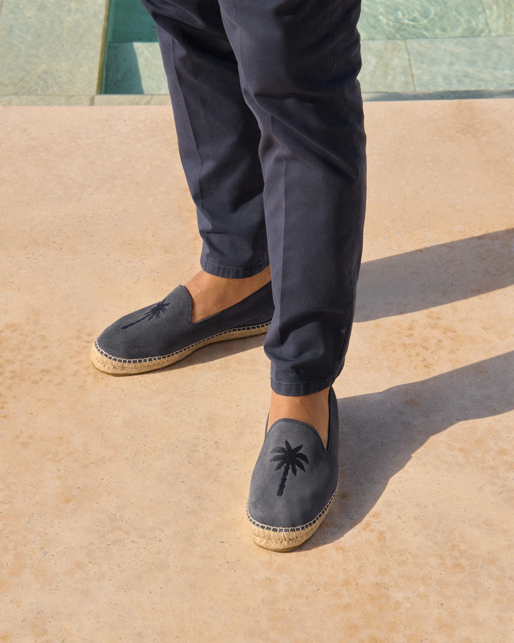 Suede Embroidered Espadrilles - Z40C0 - Palm Springs Patriot Blue and Palm On Tone