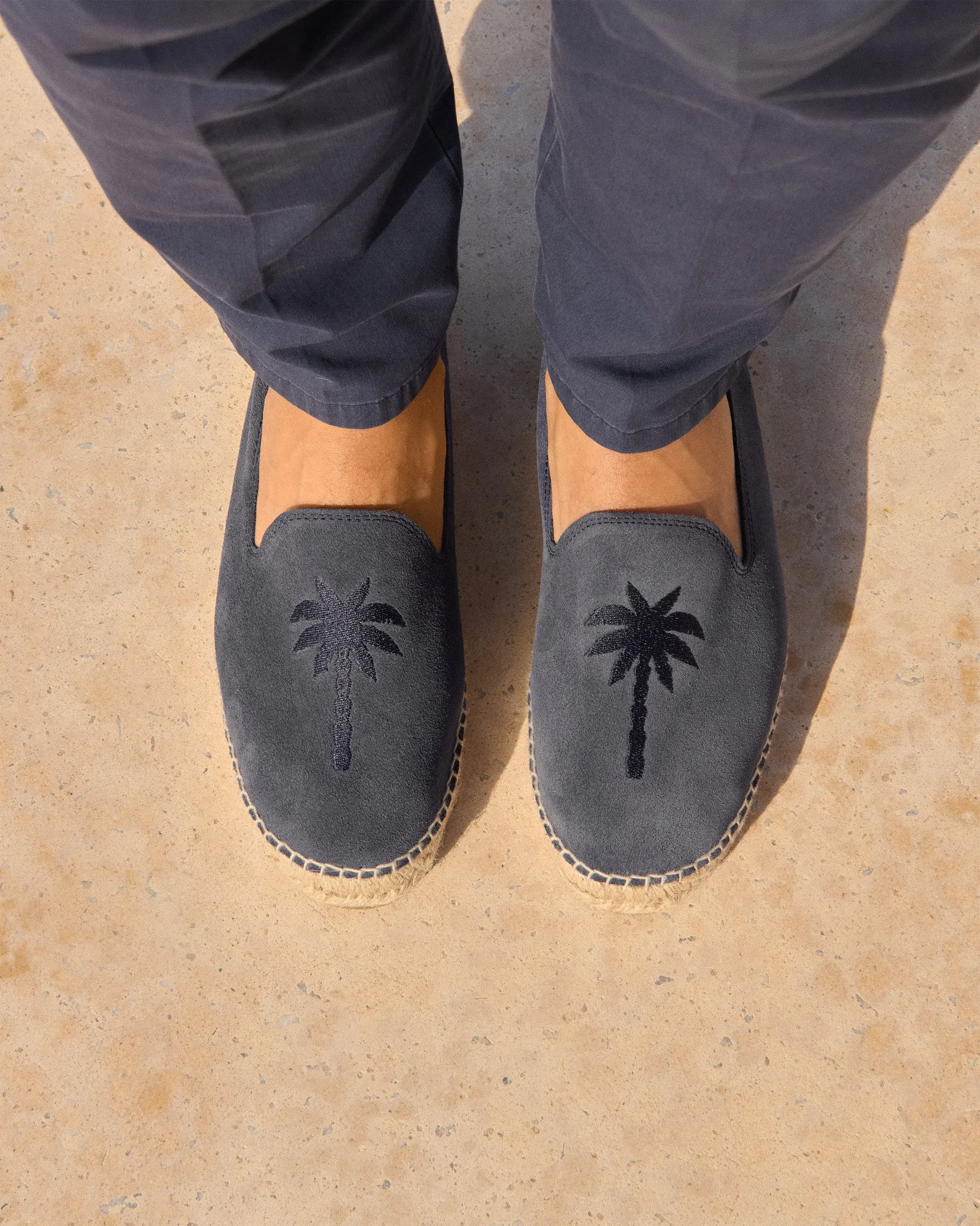 Suede Embroidered Espadrilles - Z40C0 - Palm Springs Patriot Blue and Palm On Tone