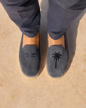 Suede Embroidered Espadrilles - Z40C0 - Palm Springs Patriot Blue and Palm On Tone
